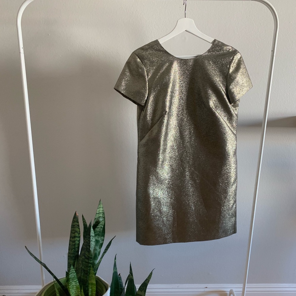 Madewell metallic shift party dress with pockets